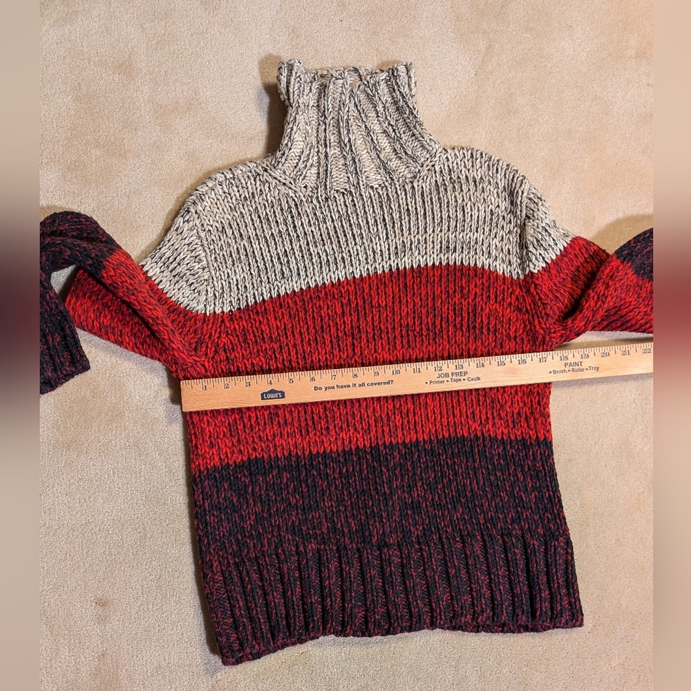 Women's SOblue Sigrid Olsen Chunky Knit Color Block Turtleneck Sweater| Size M - Picture 6 of 8